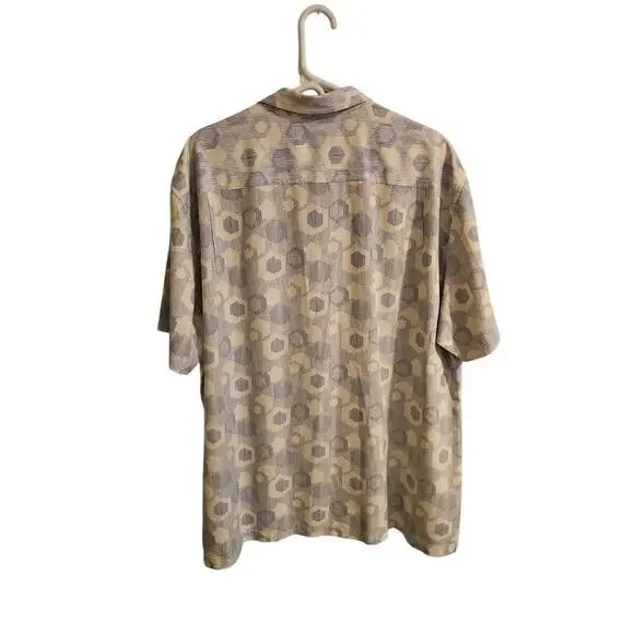 Tommy Bahama sz XXL silk Hawaiian print button down Blue Cream shirt MT86 - Picture 2 of 8